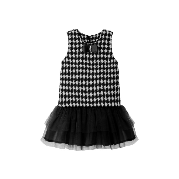 아멜리 하운드투스 체크 트위드 튜튜 드레스(Black)