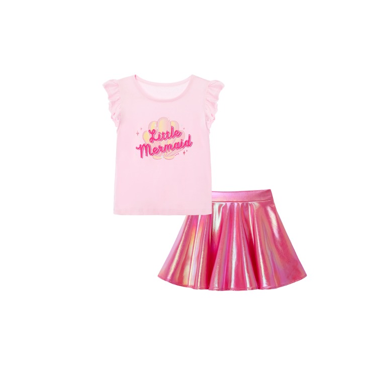 리틀 인어공주 티셔츠 & 비비드 치마바지(Pink) SET